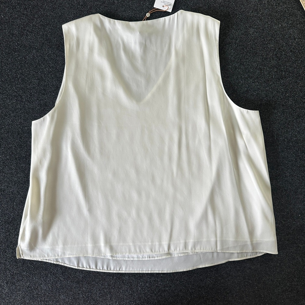 Quince Washable Silk V-Neck Camisole Ivory White Sleeveless Top 3X CMA01 FA24 - Picture 2 of 6